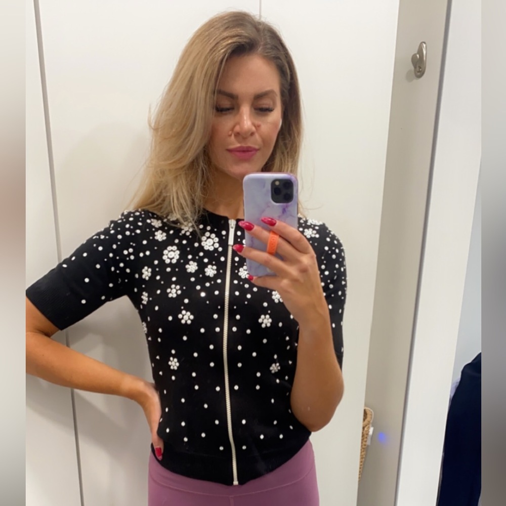 MICHAEL Michael Kors Sequin Zip Cardigan